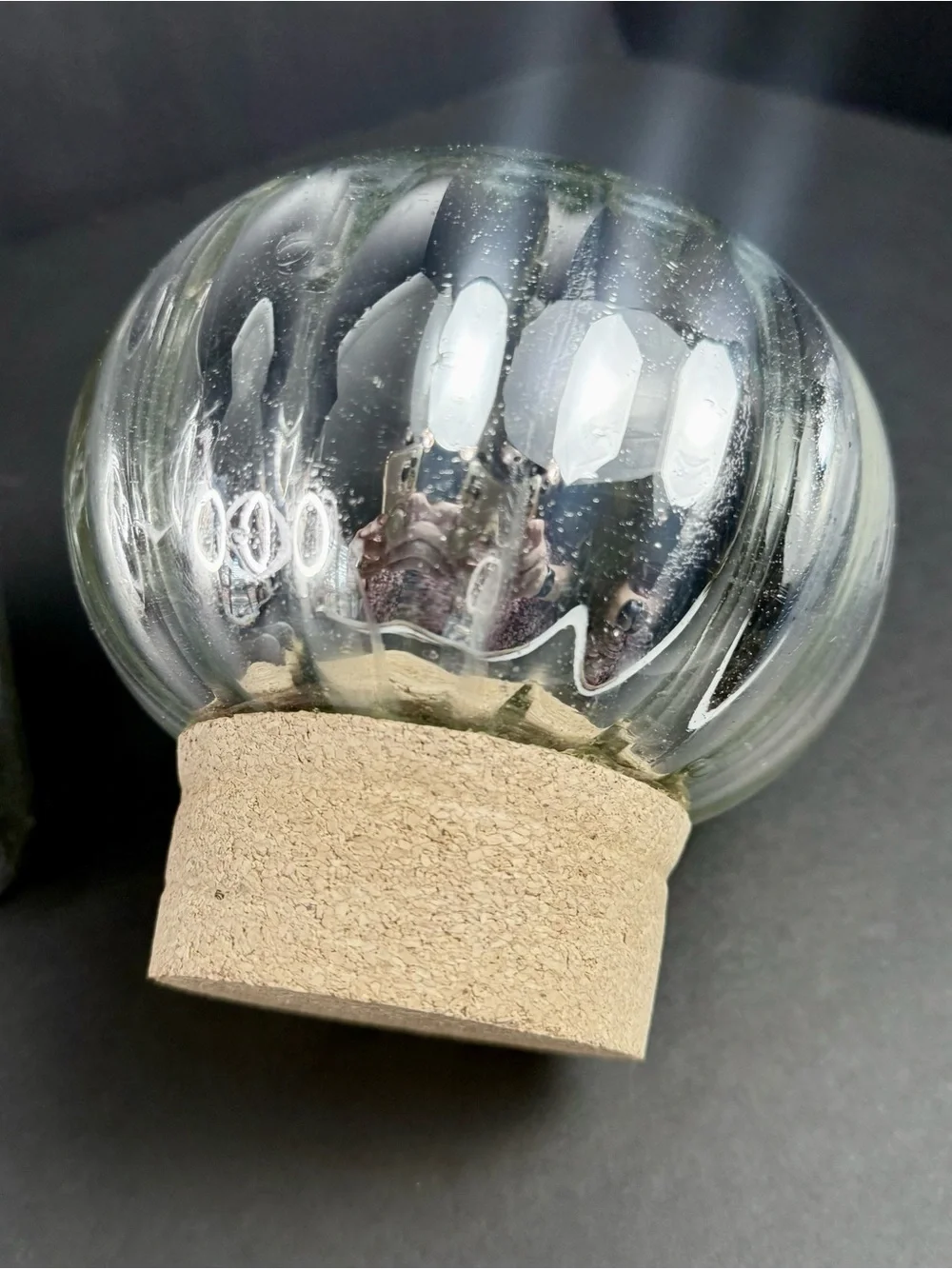 Vintage Lrg Hand Blown Glass Decanter/Canister Mercury Glass Stopper 80's Mexico
